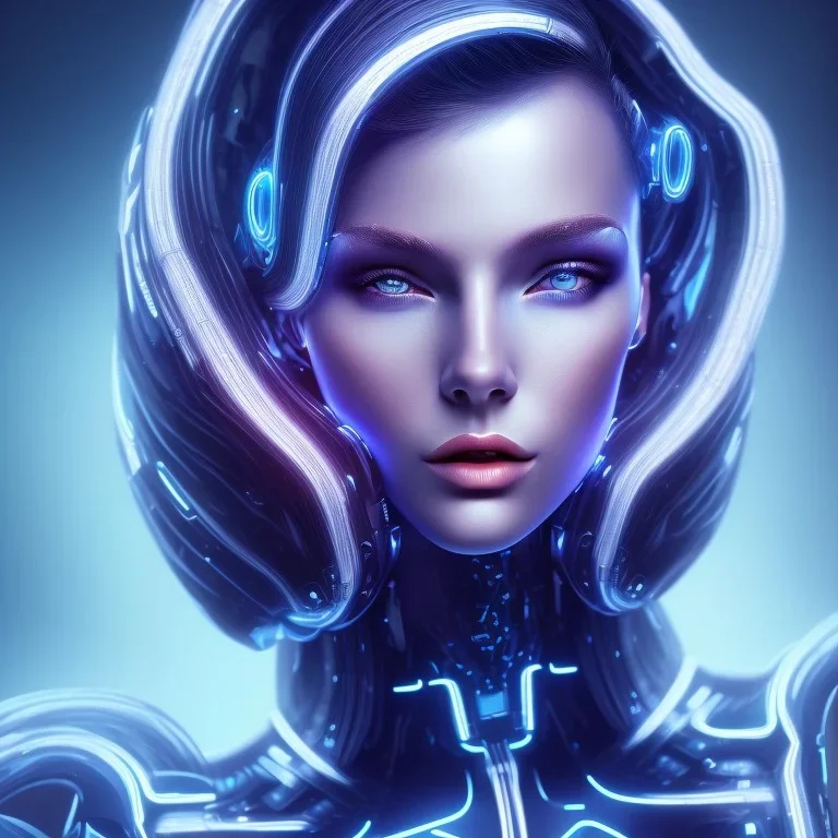 cyberblue, head, women, portrai, tron