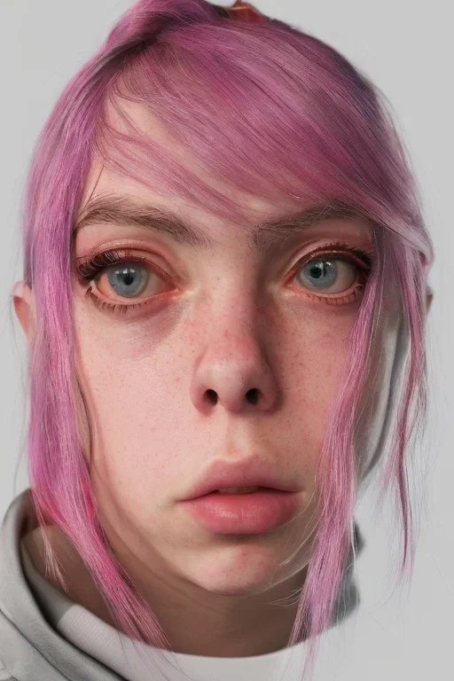 Billie Eilish, in shorts, photorealistic, 8k