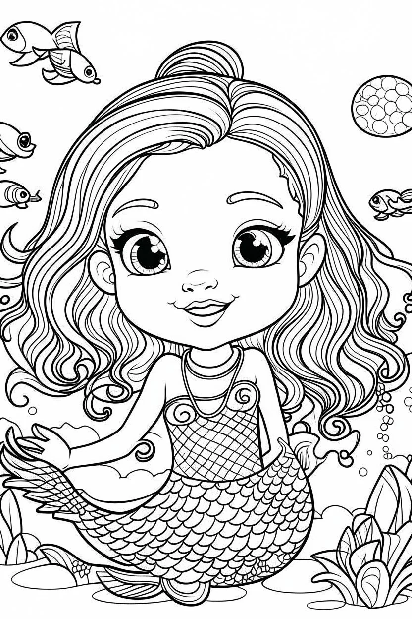 Litlle black girl mermaid coloring page | @Azamd