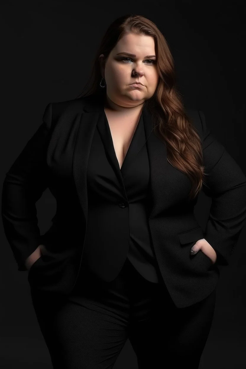 fat hot woman in black suit