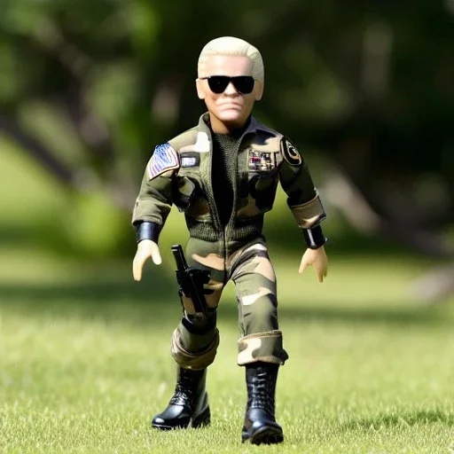 G.i. Joe Biden toy doll airforce camo flightsuit face (plastic hair) sunglasses with black boots full body in package handgun 2028