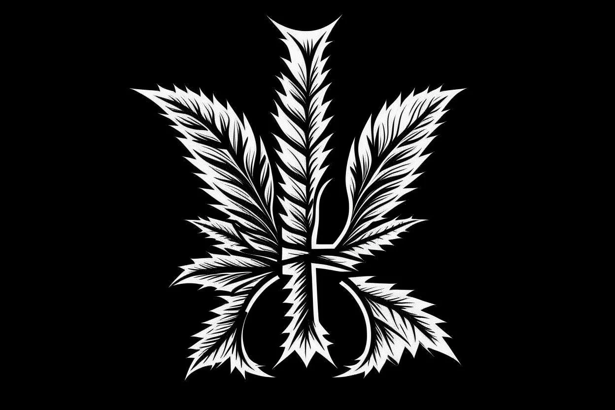 LETTER 'B' CANABIS LEAF BLACK AND WHITE RASTA