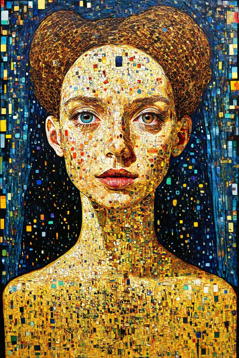 the void between who you are and who you are becoming; surrealistic artwork with elements of Klee and Klimt