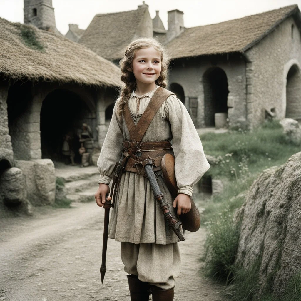 [high res photography by Ray Harryhausen] Joan a farmer girl living in Domremy, a village in eastern France during medieval times. At the age of ten, you began to hear voices that you believed to be from the Lord. These voices told you to drive out the British soldiers from the Holy Kingdom of France. These voices also revealed future events to you, which impressed many people. As you spoke well, people listened to your advice. You have already convinced two famous soldiers, Jean de Metz and Ber