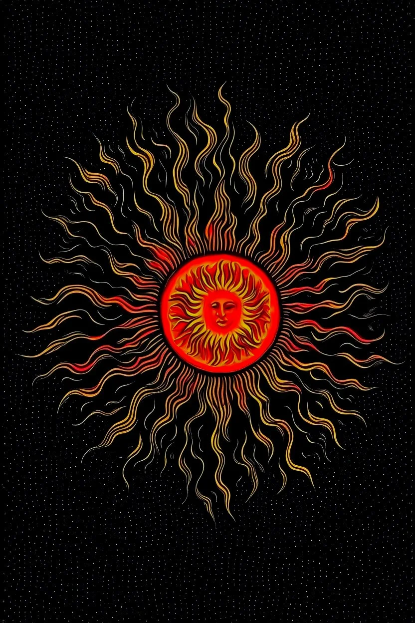 Black sun art with fire