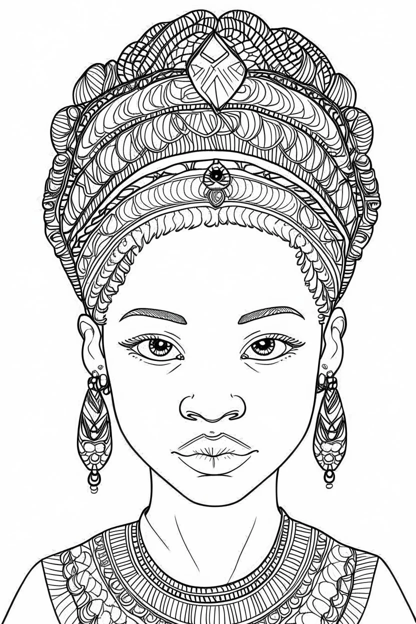 african girl face coloring page