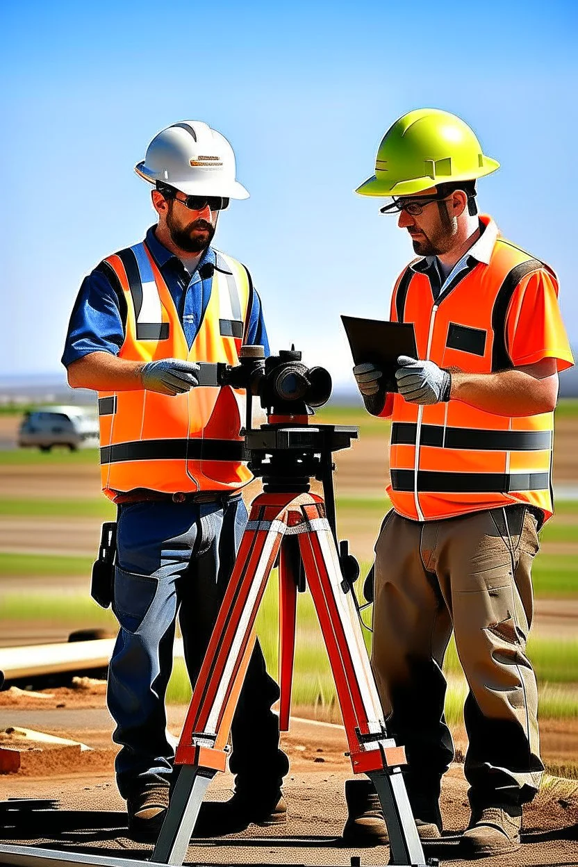 Professional land surveying men