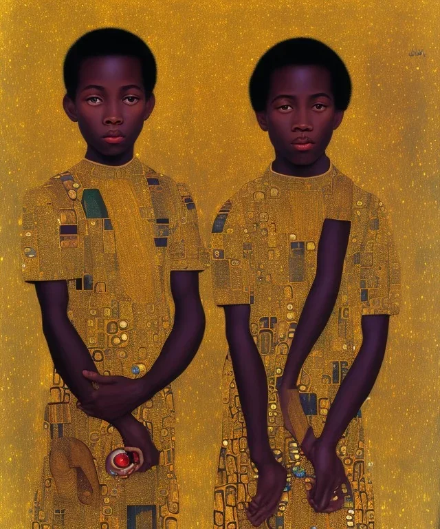 wealthy African American two young brothers of four by Gustav Klimt