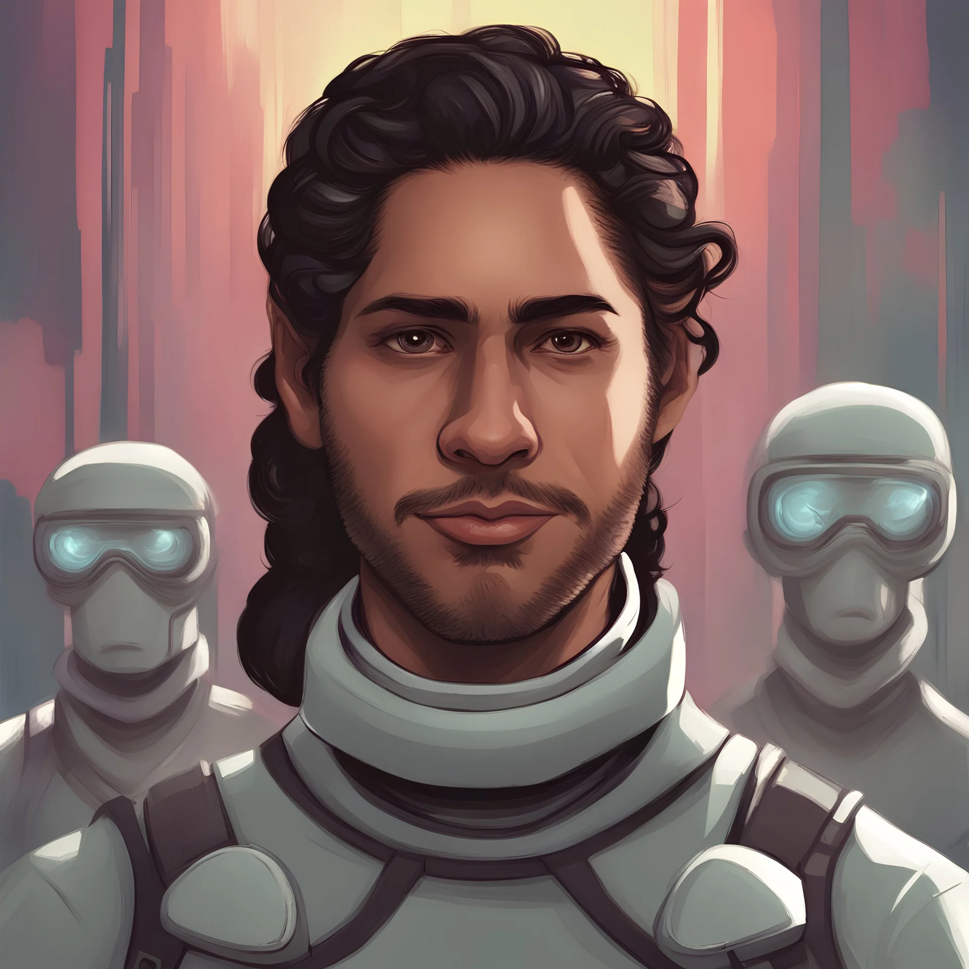 friendly digital illustration hispanic science fiction character portrait