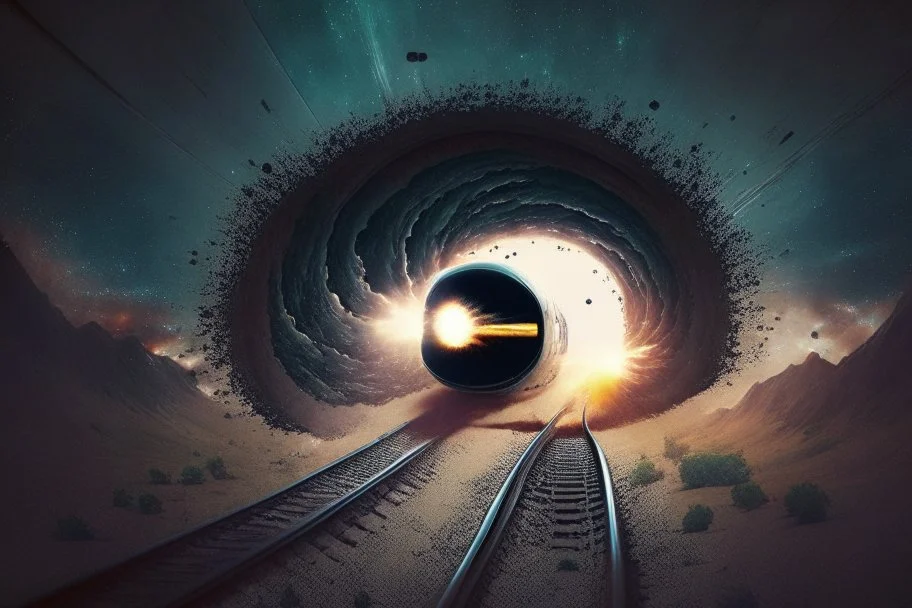 A train going into blackhole.