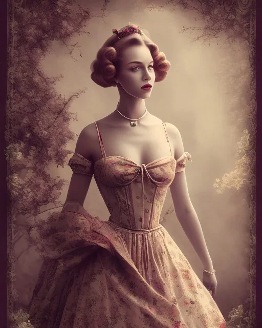 vintage style photos of women in tutor inspired dresses