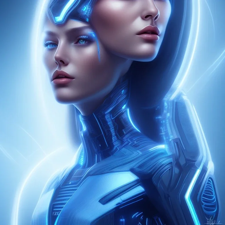 cyberblue, head, woman, portrai, tron