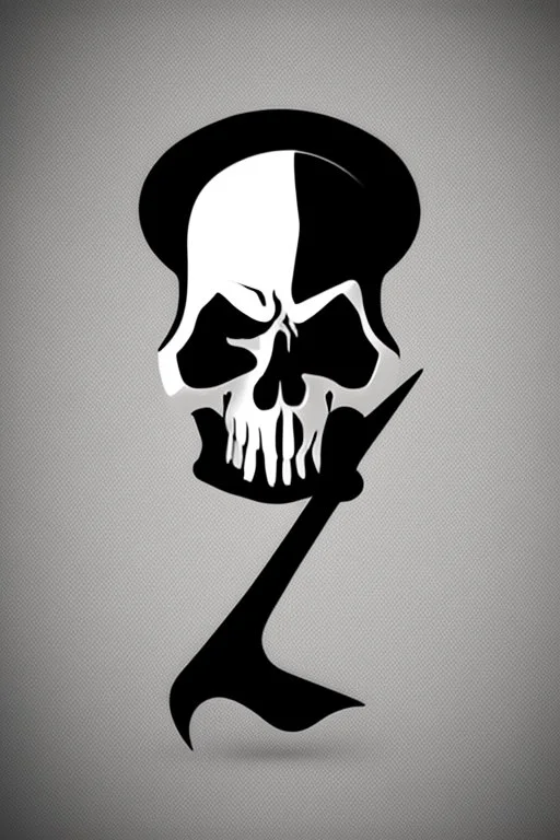 Extremely simple, fun and monochrome logo representing the face only of the grim reaper. Black on white background