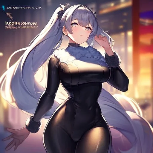 Clear Focus, High resolution, long 2 ponytails fluffy hair, wearing a modern tight outfit 2018