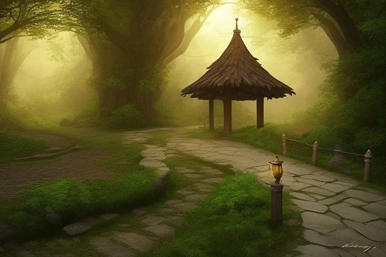 wooded stone lantern path