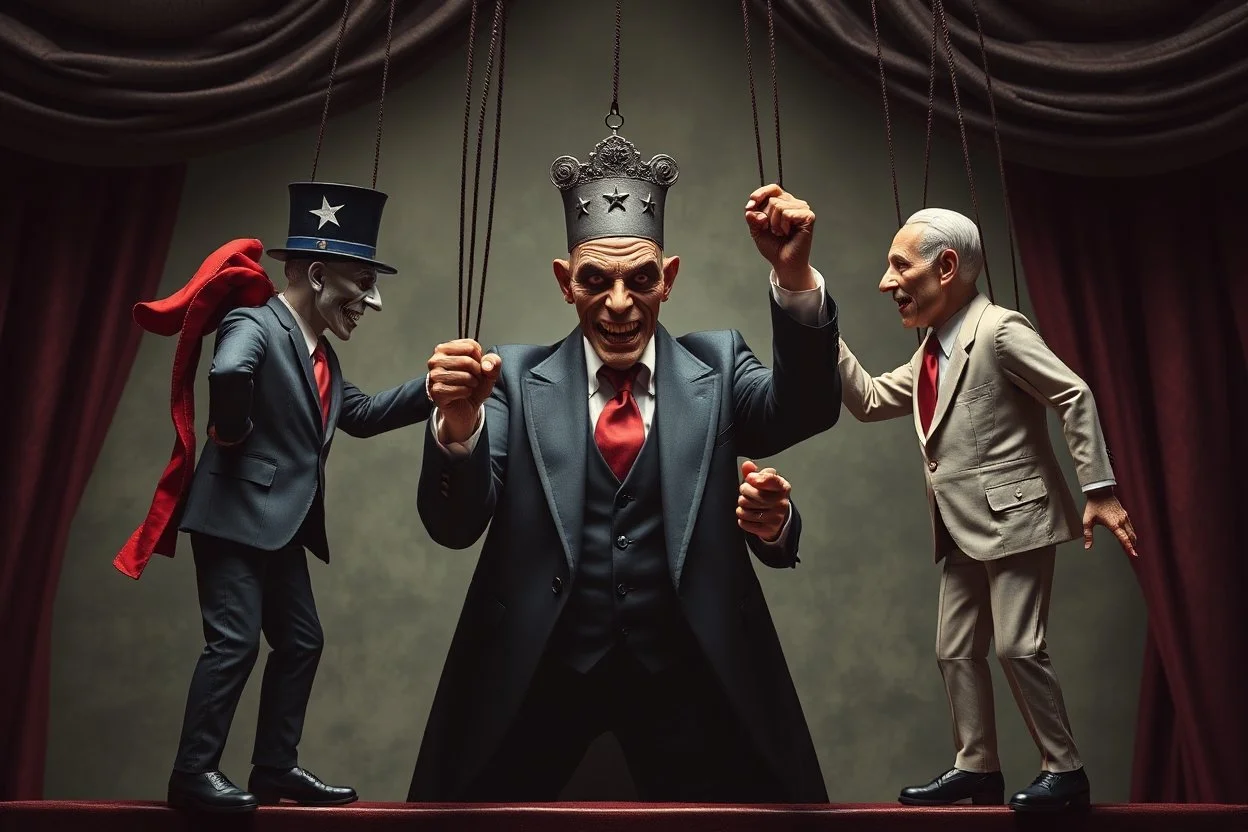 an evil puppetmaster forcing democrats and republicans to fight