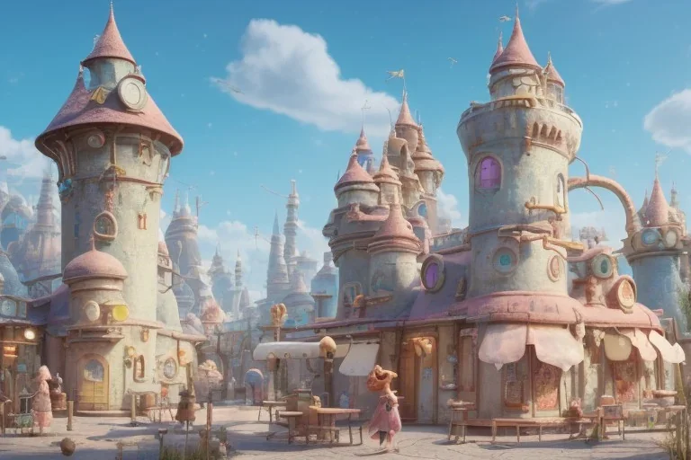 a fairy tale style ice cream factory，full of details, matte painting, concept art, smooth, bright sunshine，by cory loftis and evgeny lushpin and wlop，soft light atmosphere，trending on cgsociety and blender unreal engine，8k, hdr，light effect，rtx on，-h 768