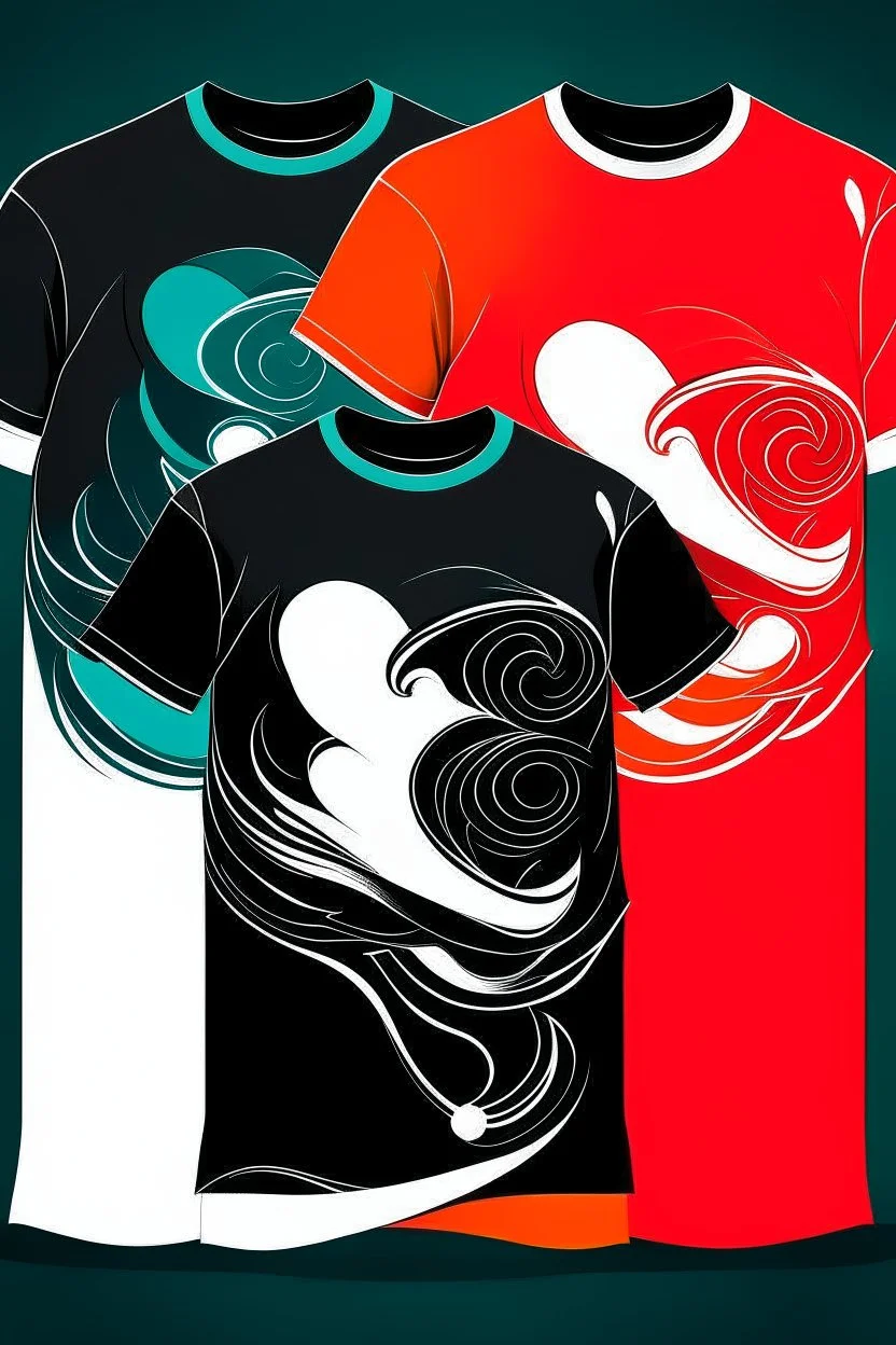 Choose two contrasting colors. Design a t-shirt using vector graphics that play with these two tones, creating depth, shadows, and highlights.