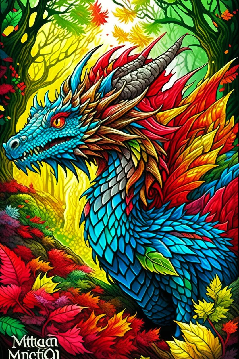 mythical drogon, forest flower backwornd, colorful drogon, adult book cover