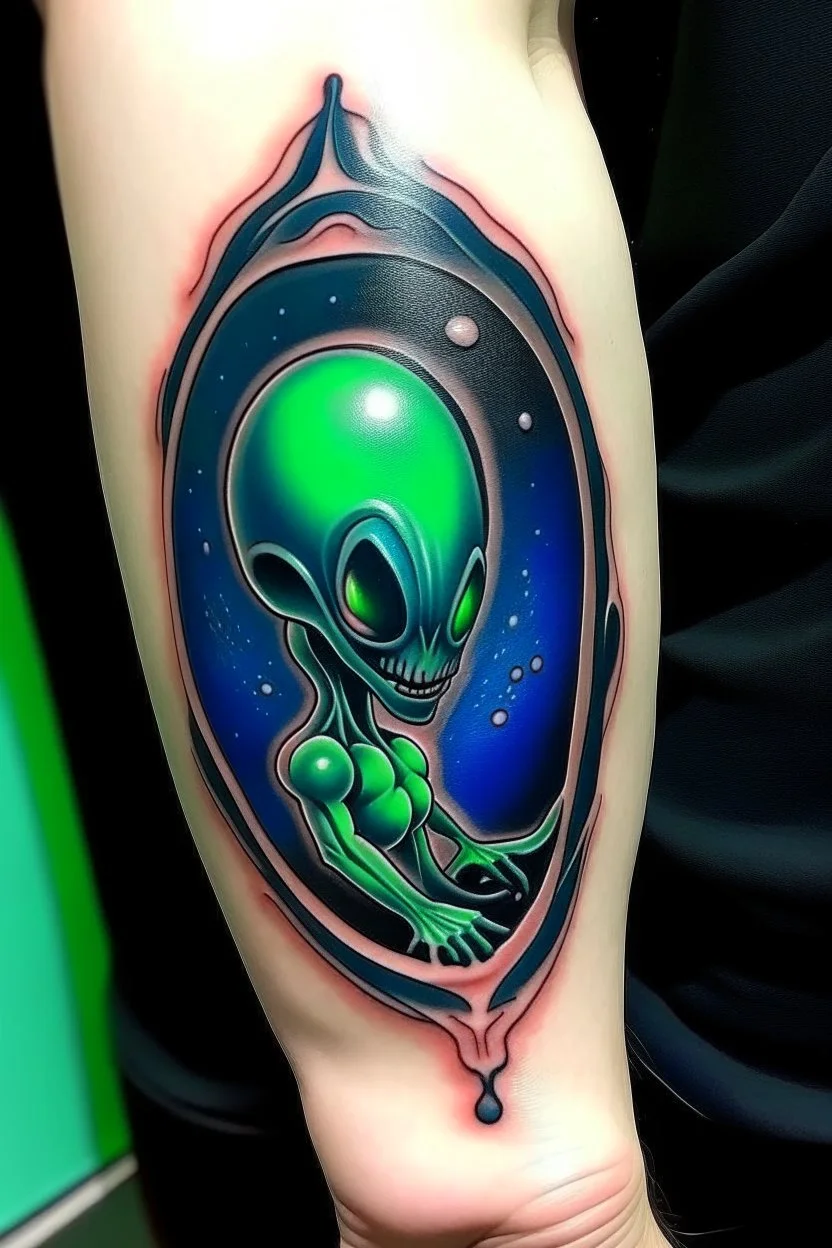 Alien Head By Ann Lilya Temporary Tattoo (Set of 3) – Small Tattoos