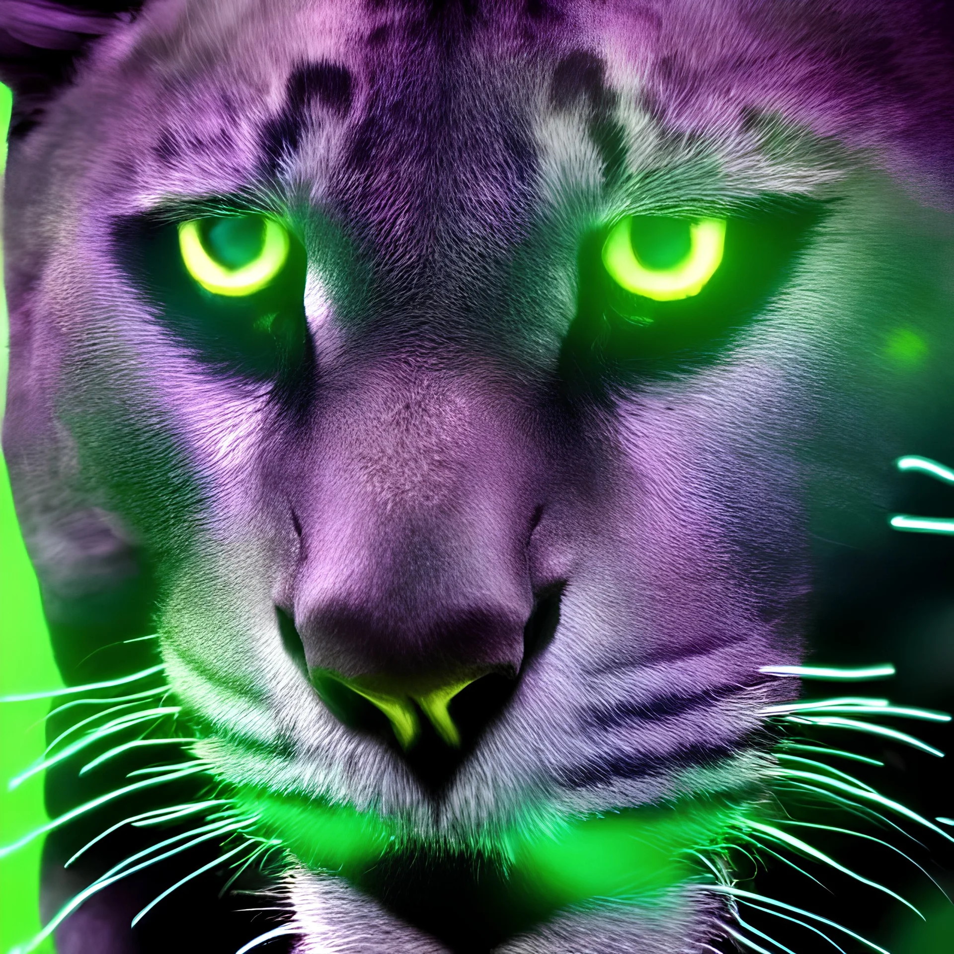 2d realistic Handsome neon panther closeup view potrait