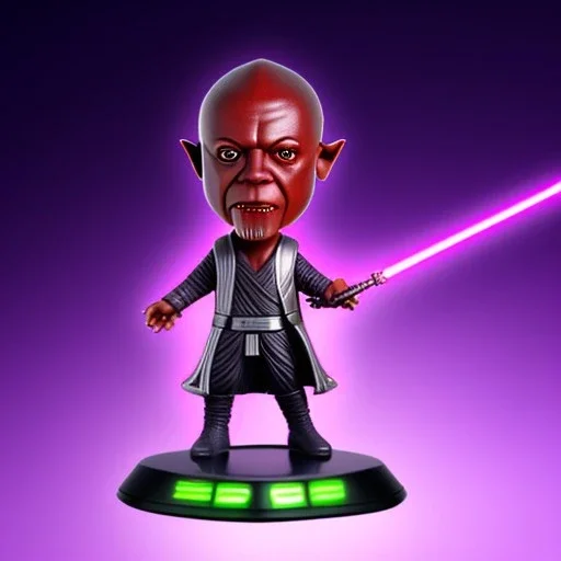 Plastic mace windu purpleGlow jedi bobblehead with boots,