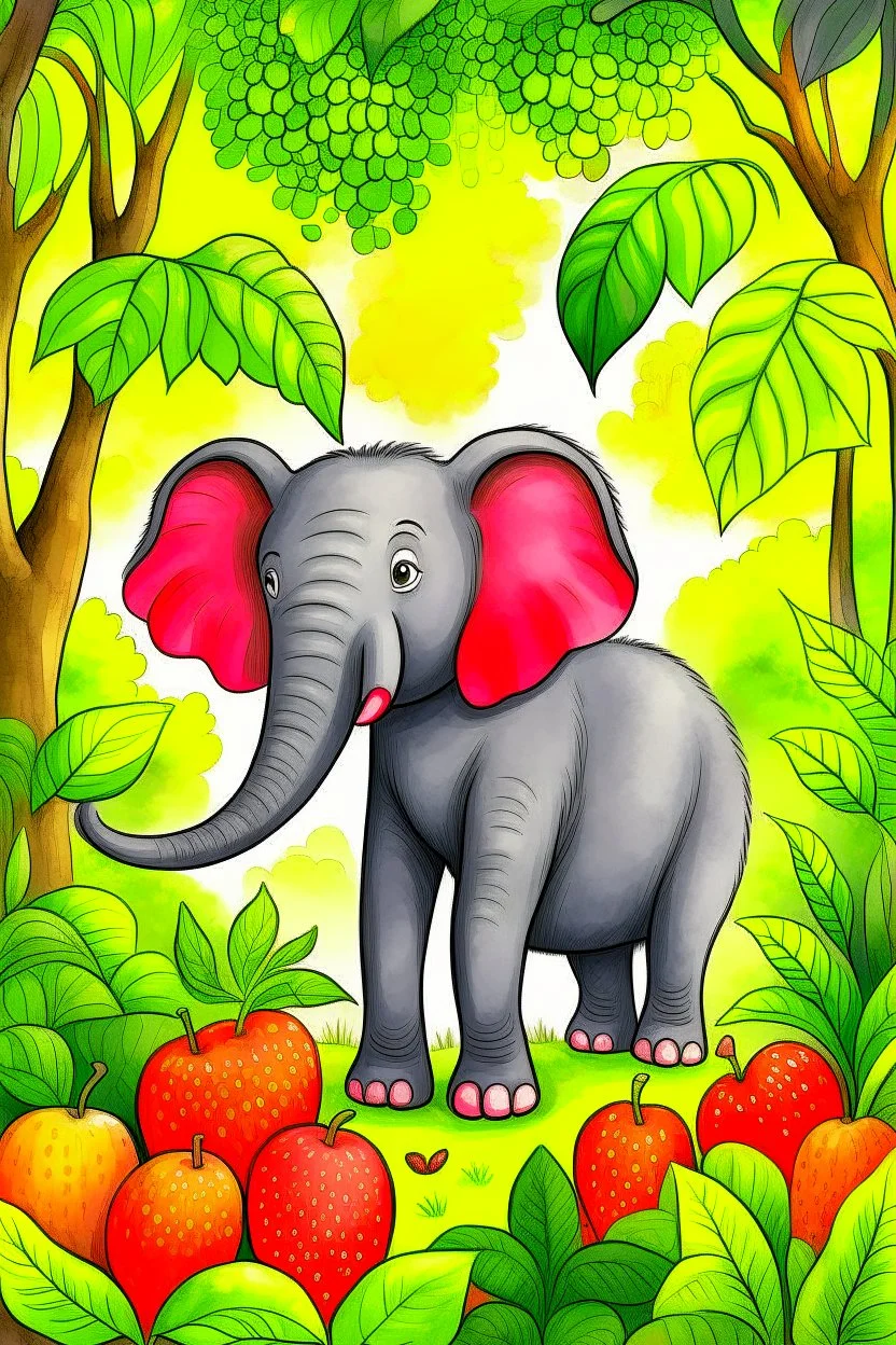 In a lush jungle, lived Ellie the elephant, known for her kindnessshe saw her friends struggling to reach juicy fruits high in the trees. Without hesitation, Ellie used her strong trunk to pick the fruits and shared them with everyone.