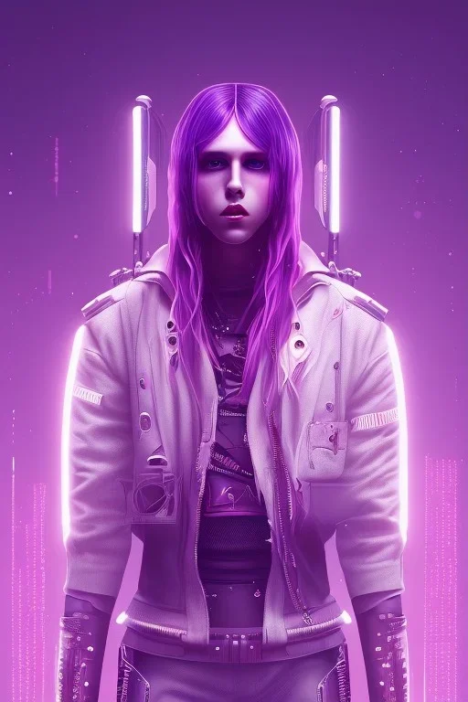 Singer Danish MØ cute in style cyberpunk, purple tones, high lighting