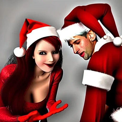 amorous surprise visit, by a sultry female Christmas elf