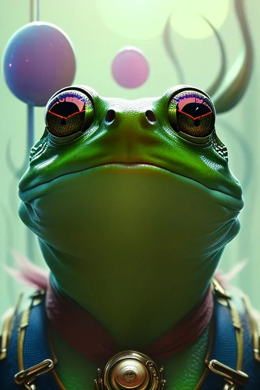 award winning portrait of a male anthropomorphic rainbow frog long vblack hair. character design by cory loftis, fenghua zhong, ryohei hase, ismail inceoglu and ruan jia. unreal engine 5, artistic lighting, highly detailed, photorealistic, fantasy