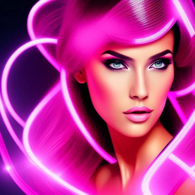 cyberpink, head, woman, portrai, tron