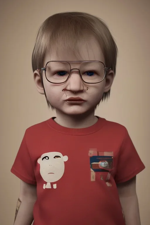 Dahmer toddler, full body, angry, bokeh, hyper realistic