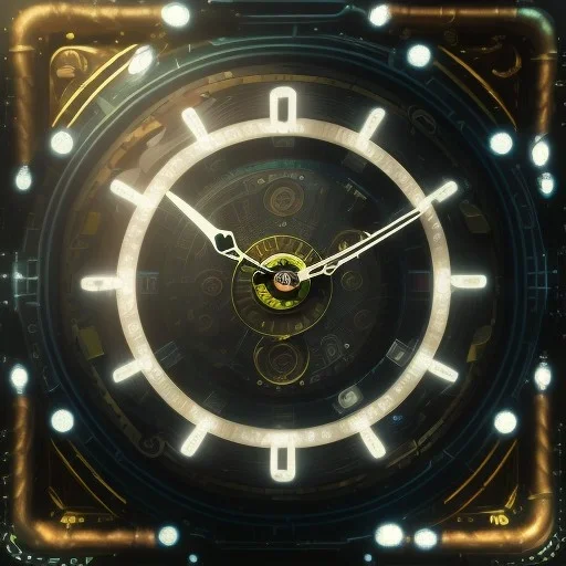 Steampunk cyber clock face,steampunk center composition, ultra realistic, shiny, smooth, studio quality, octane render, Surrealism, Triadic colour scheme,glow-stick, ambient lighting,nightclub lighting, polaroid, 100mm, --ar 1:1 --v4