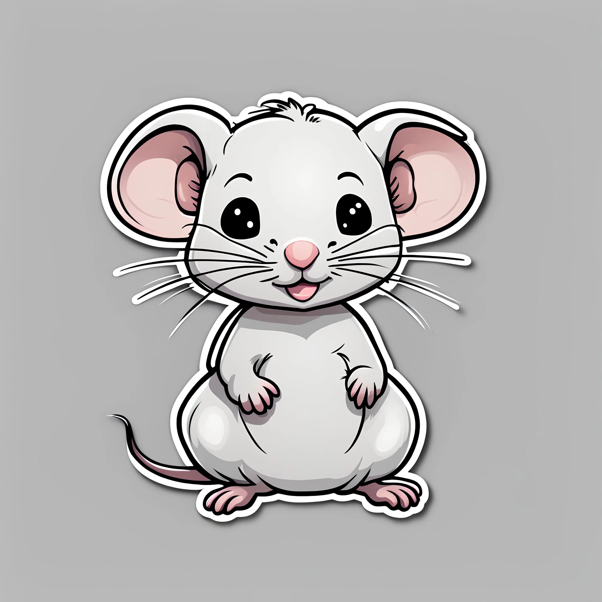 sticker style, cute rat, low detail, fewer colors, chibi, very simple,white border, minimalism