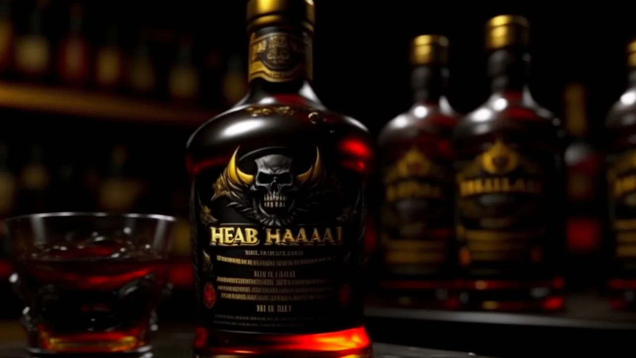 4k full realism. Details maximum. Lemy motorhead boit du whisky avec le diable