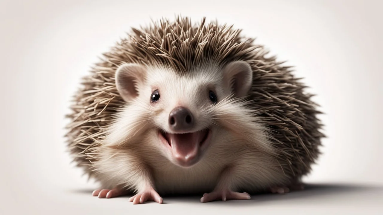 Realistic Hedgehog Lying On His Back And Laughing