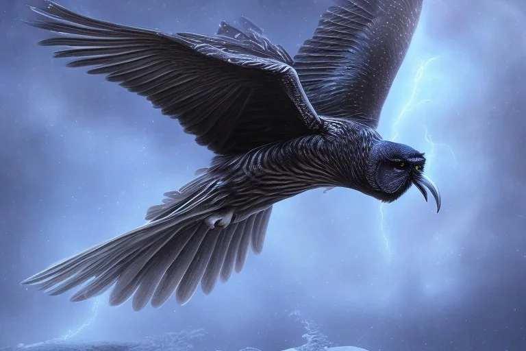 RAVEN snow winged OWL lightning