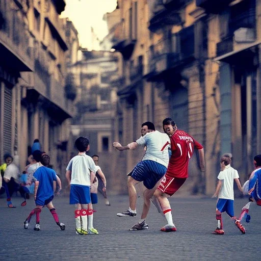 Lionel Messi playing soccer with kids in the back streets of Buenos Aires