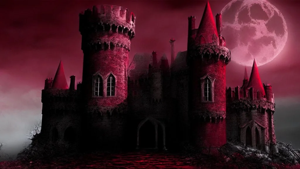 dark blood red colored, Vampire castle,