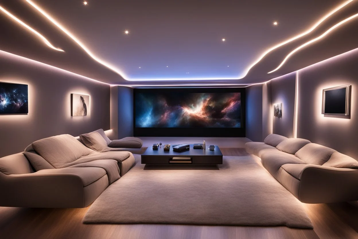 dedicated home cinema room with LED ambient lighting in the walls make sure the room is completely symmetrical