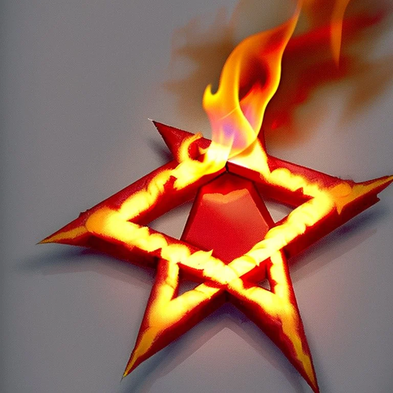 star of david with a flame in the middle of the star