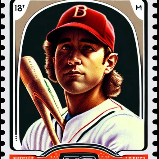 Baseball card on a postage stamp