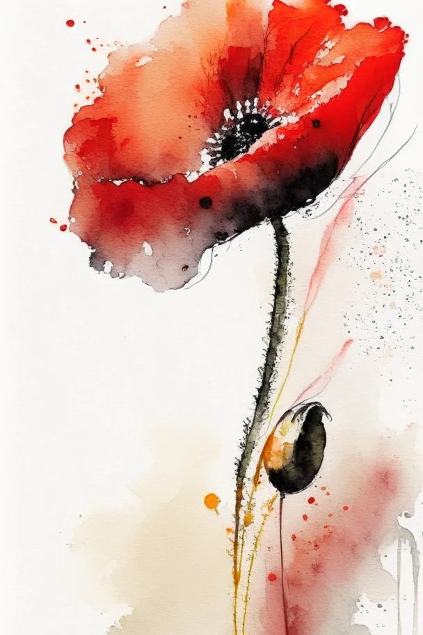 abstract watercolour poppy in the style of jean haines