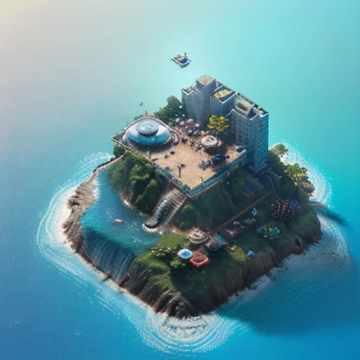 The Isometric Glass Tall Box Mini Model Little Real Island shape smooth Mixed Water Fall Under Ocean Sunshine Summer Background Blue Sea, The Last Of Us / Avatar, Octane Render / ZBrush, Cinematic, IMAX Film, Nikon D750, 16K, Autostereoscopy, Anthropomorphic, Golden Ratio, Geometry, Symmetric, Depth Of Field, Highly Detailed, Ultra Realistic, Beautiful Lighting, Halfrear Lighting, Soft Light, Candoluminescence, Cast Shadow, Reflective, Glow, Translucent, Normal Map, Carbonated --testp