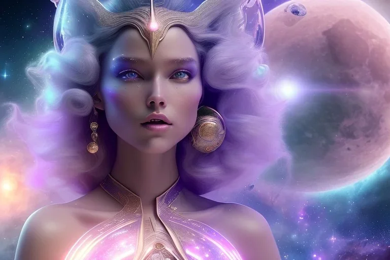  beautiful cosmic woman, nice smiling, magic glamour make up, delicate colors, beautiful glamour galactique dress, ultra sharp focus, 8k, unreal engine 5, extremely sharp detail, light effect, soft light atmosphere of a spaceship, smooth, full of details, face in front, complete vision of face and hair and body