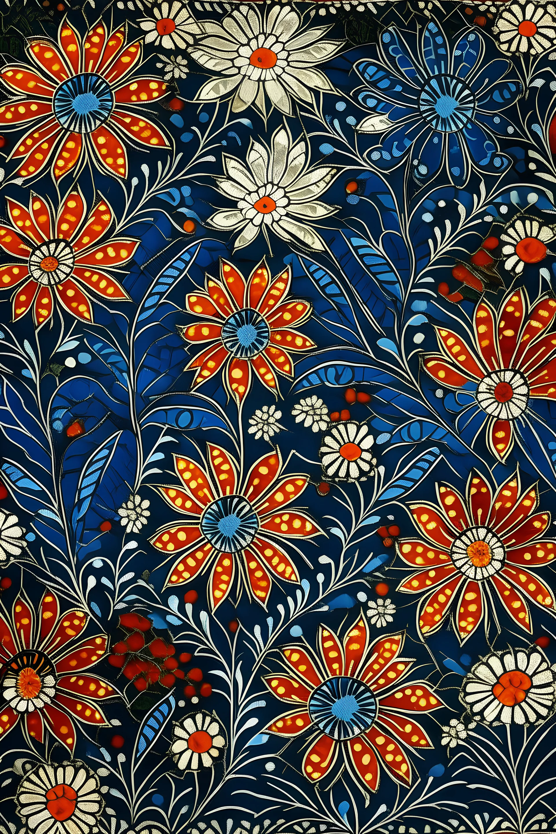 west African , batik flowers