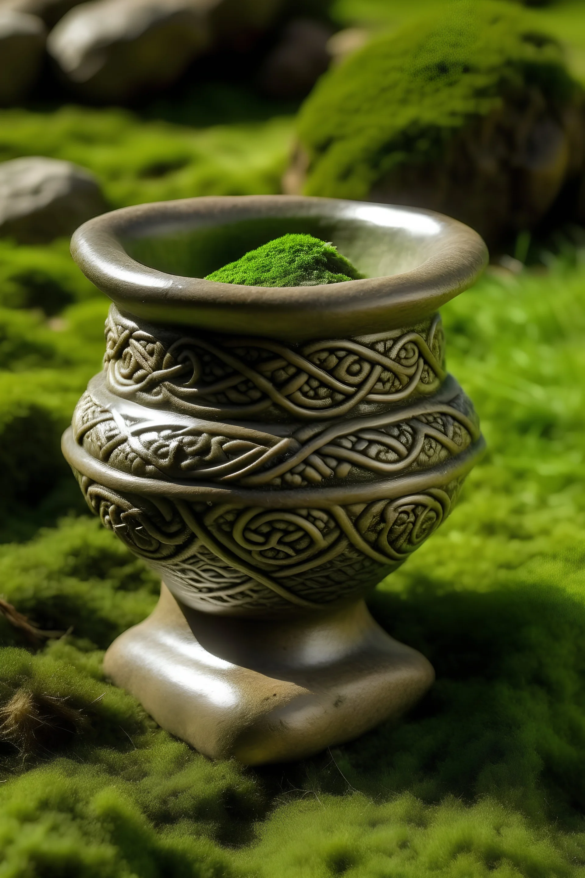 Celtic herbalist mortar with the writing 'nature oasis'