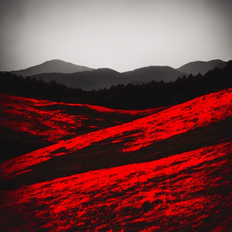 black red shiny landscape