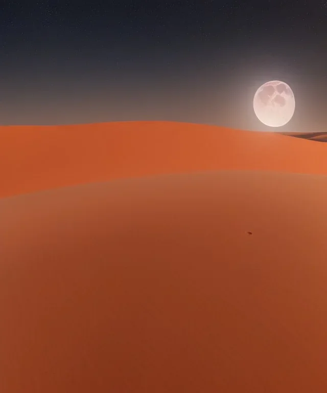 the moon, beautiful, light reflecting on sand dunes, midnight