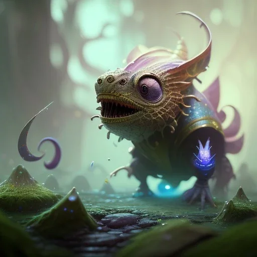 A small creature, magic, head and shoulders,deep colours, 8k resolution concept art portrait by Greg Rutkowski, Artgerm, WLOP, Alphonse Mucha, dynamic lighting, hyperdetailed,intricately detailed ,Splash art, trending on Artstation, triadic colors, Unreal Engine 5 , volumetric lighting Splash art fantasy"